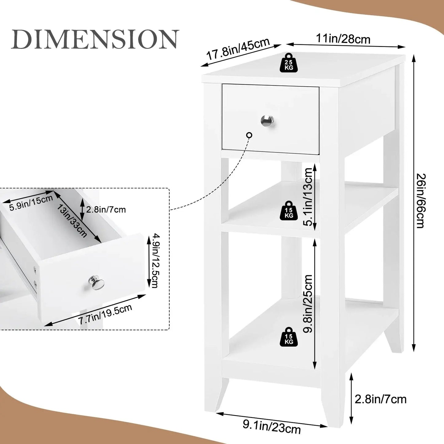 Table de Chevet 30 cm Beau Chevet