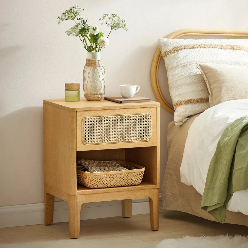 Table de Chevet Bois et Cannage Beau Chevet