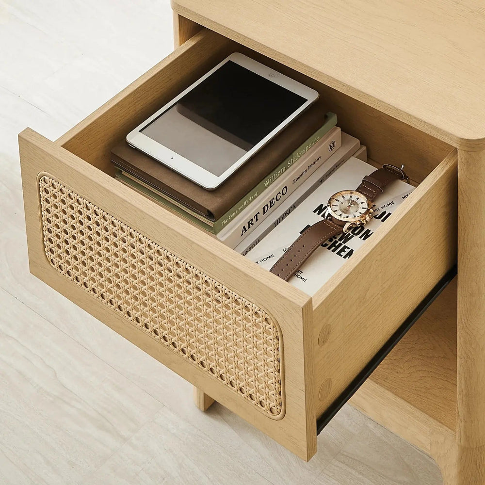 Table de Chevet Bois et Cannage Beau Chevet