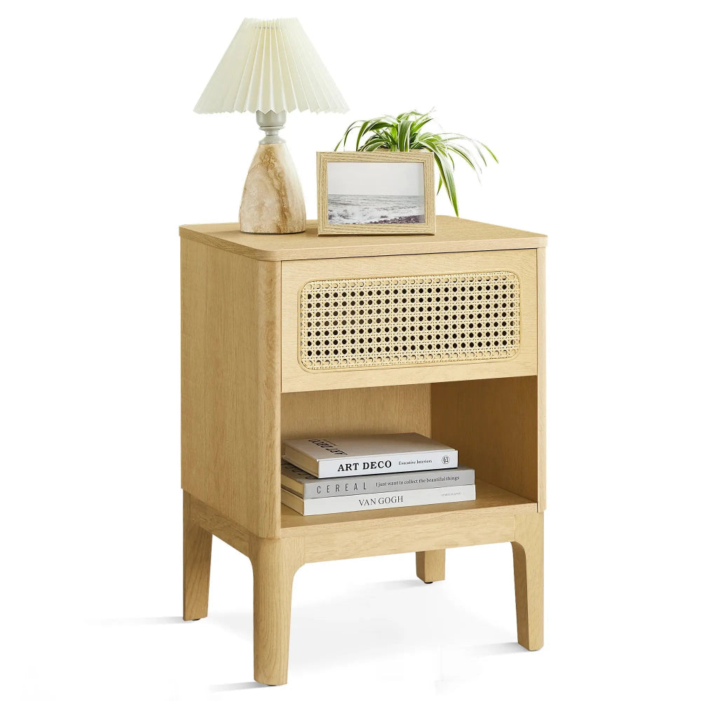 Table de Chevet Bois et Cannage Beau Chevet