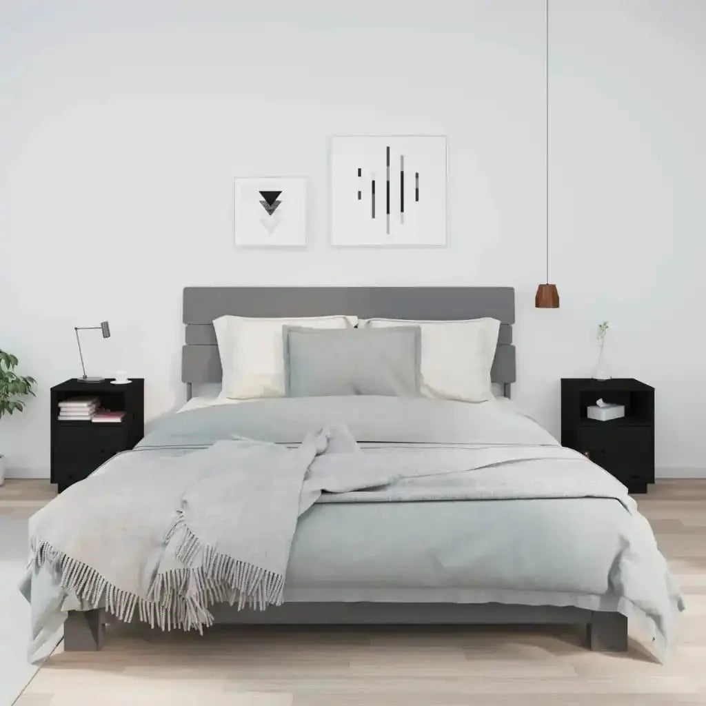 Table de Chevet Noir Lot de 2