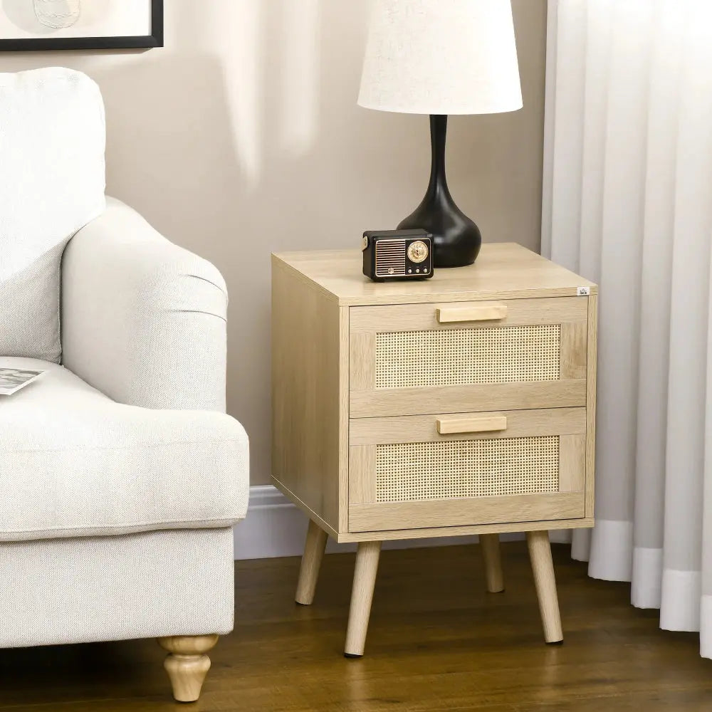 Table de Chevet Rotin Vintage Beau Chevet