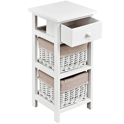 Table de Chevet avec Panier en Osier Beau Chevet