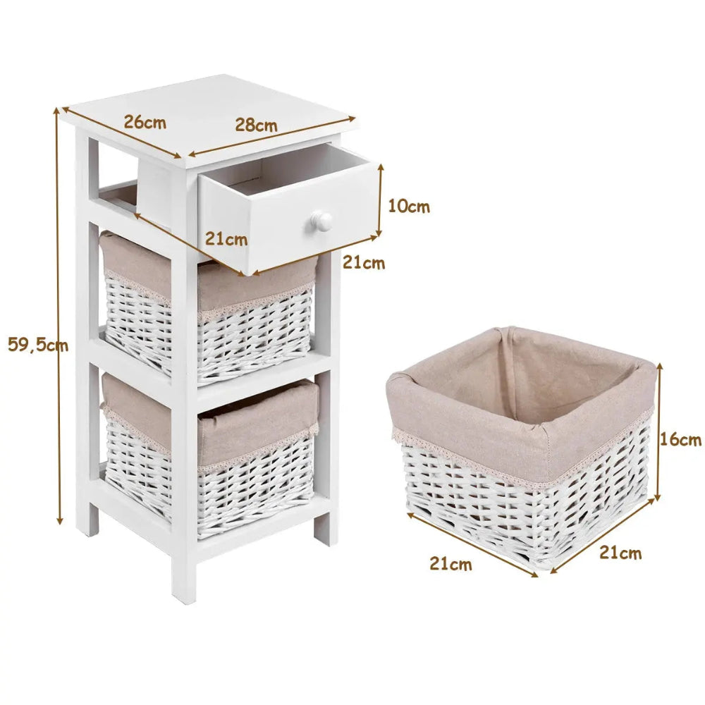 Table de Chevet avec Panier en Osier Beau Chevet