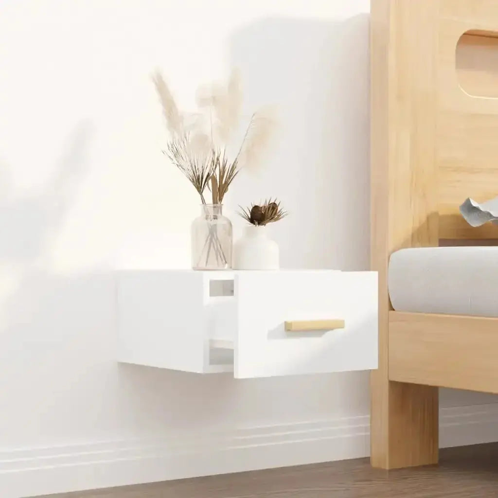 Table de Nuit Blanc et Bois