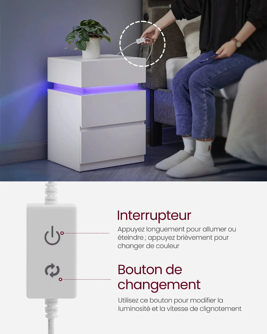 Table de Nuit Led Beau Chevet